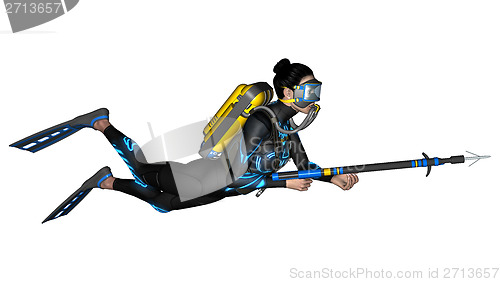 Image of Female Diver with Spear Gun