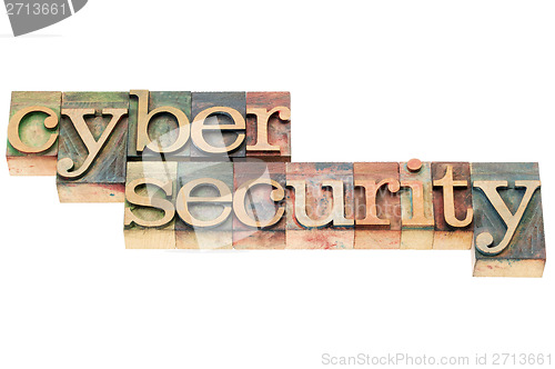 Image of cyber security in wood type