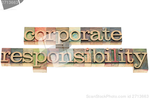 Image of corporate responsiblity in wood type