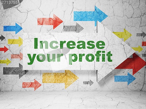 Image of Business concept: arrow with Increase Your profit on grunge wall background