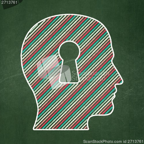 Image of Finance concept: Head With Keyhole on chalkboard background