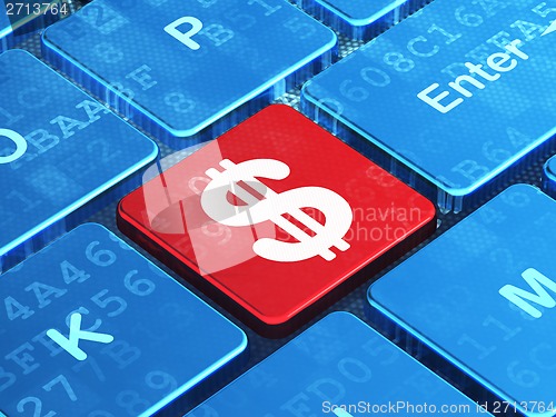 Image of Currency concept: Dollar on computer keyboard background