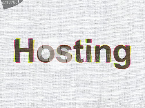 Image of Web design concept: Hosting on fabric texture background
