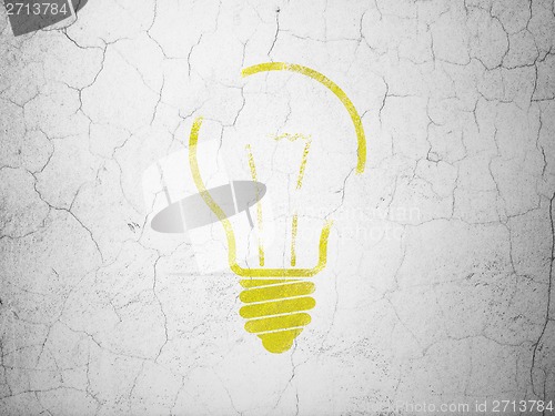 Image of Finance concept: Light Bulb on wall background