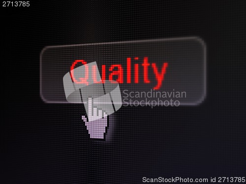 Image of Marketing concept: Quality on digital button background