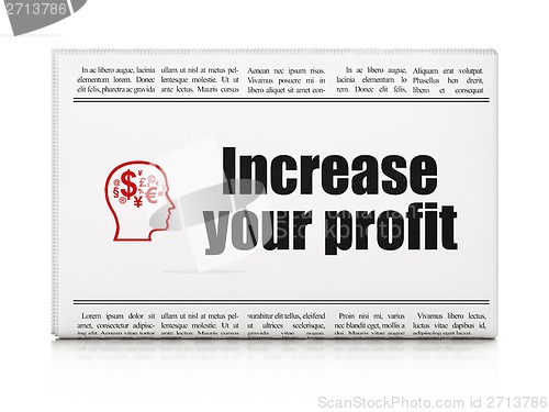 Image of Business concept: newspaper with Increase Your profit and Head With Finance Symbol