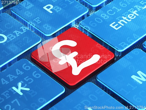 Image of Currency concept: Pound on computer keyboard background
