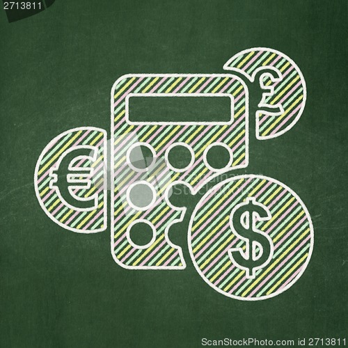 Image of News concept: Calculator on chalkboard background