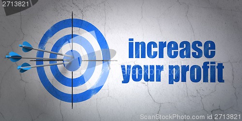 Image of Finance concept: target and Increase Your profit on wall background