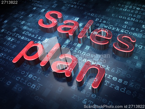 Image of Advertising concept: Red Sales Plan on digital background