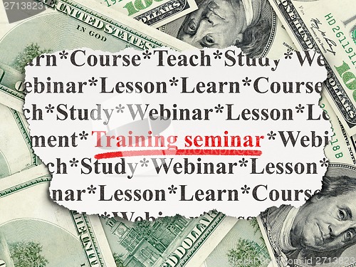 Image of Education concept: Training Seminar on Money background