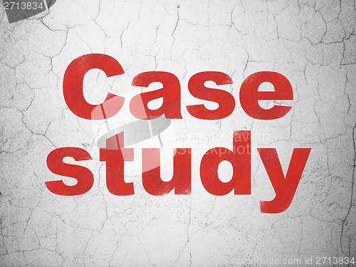 Image of Education concept: Case Study on wall background