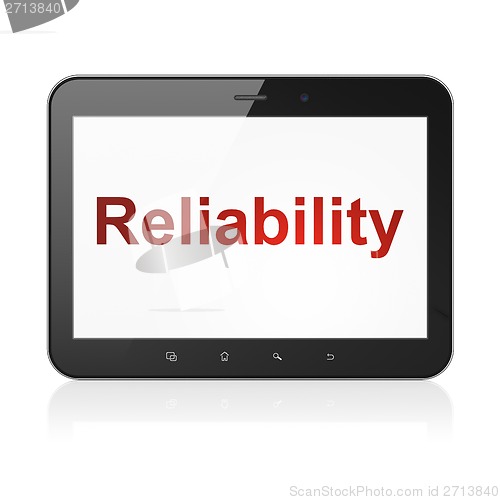Image of Finance concept: Reliability on tablet pc computer
