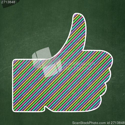 Image of Social network concept: Thumb Up on chalkboard background