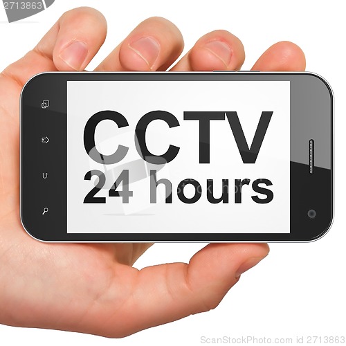 Image of Privacy concept: CCTV 24 hours on smartphone