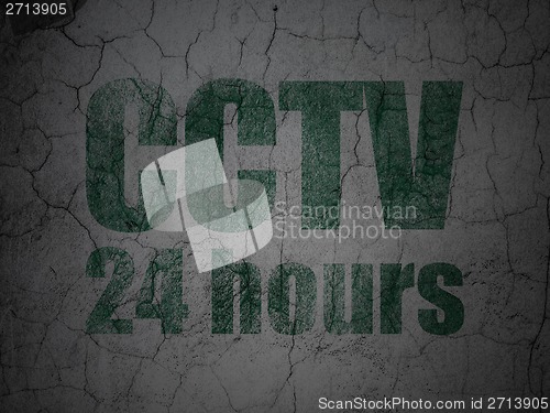 Image of Protection concept: CCTV 24 hours on grunge wall background