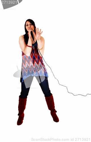 Image of Singing young woman.