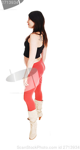 Image of Girl in red tights.