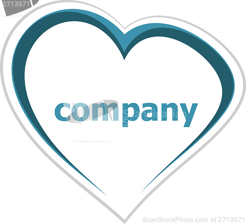 Image of Business concept, company word on love heart on white