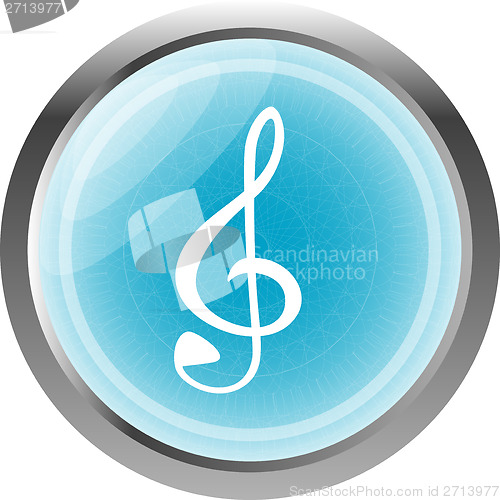 Image of music round glossy web icon on white background
