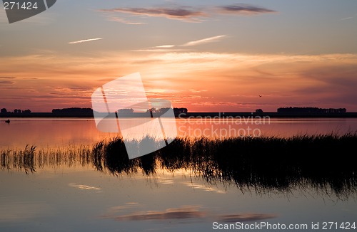 Image of Sunset lake landscape.