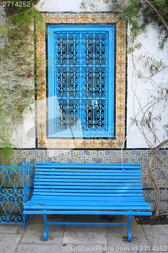 Image of  Sidi Bou Said bench and window