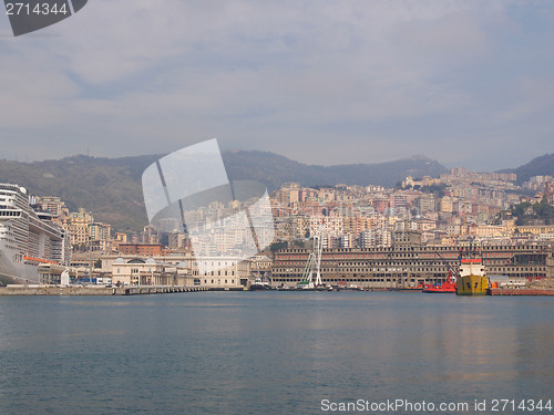 Image of View of Genoa Italy from the sea