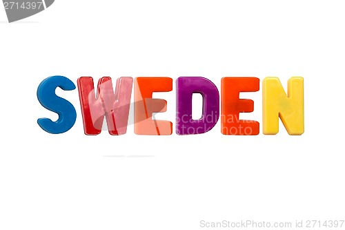Image of Letter magnets SWEDEN isolated on white