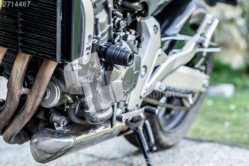 Image of Motorcycle engine close-up detail background