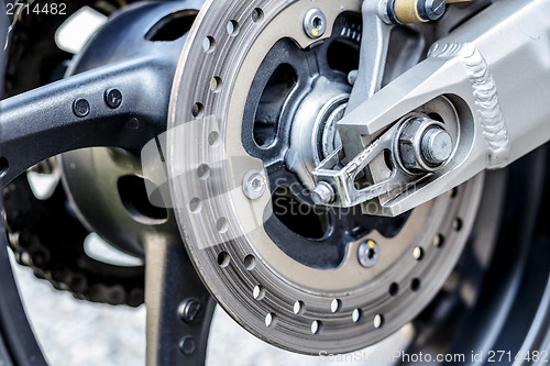 Image of motorcycle wheel brake background in motorbike, motorcycle wheel