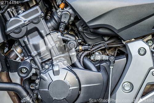 Image of Motorcycle engine close-up detail background