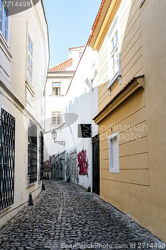 Image of A small narrow street in the old town area of Prague