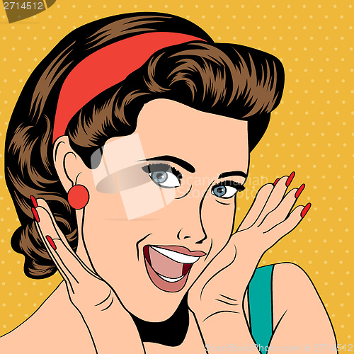 Image of popart retro woman in comics style