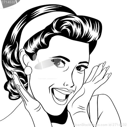 Image of popart retro woman in comics style