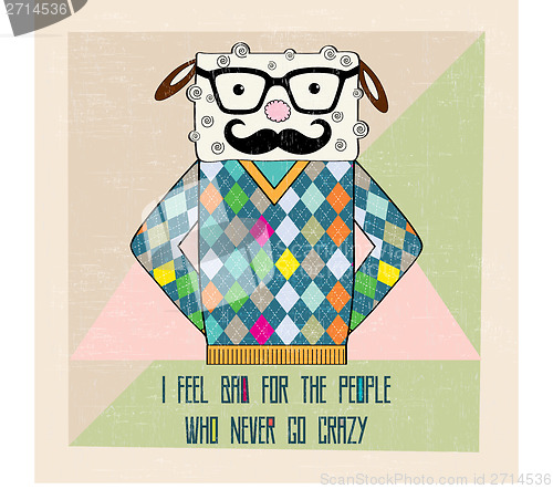 Image of cool sheep hipster, hand draw illustration