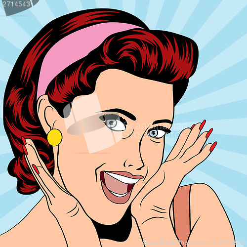 Image of popart retro woman in comics style