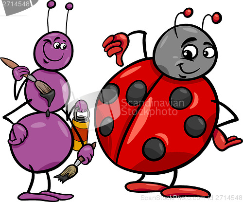 Image of ant and ladybug cartoon illustration