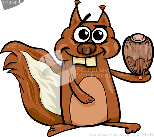 Image of squirrel with nut cartoon illustration