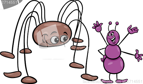 Image of ant and opilion cartoon illustration