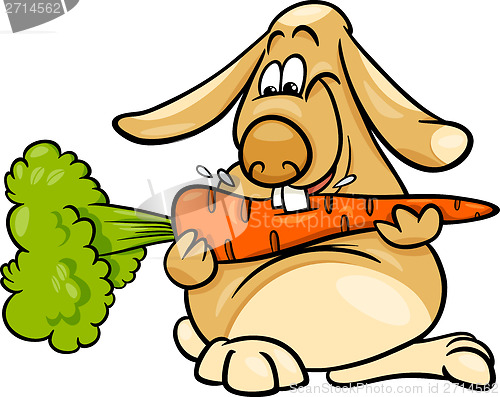 Image of lop rabbit with carrot cartoon