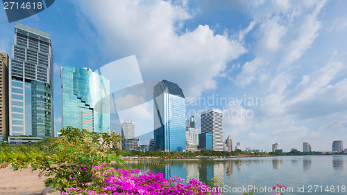 Image of Skyline of Bangkok city. View from Lumpini park
