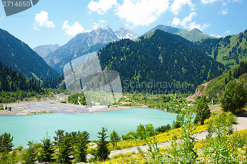 Image of Mountain lake with an arbor