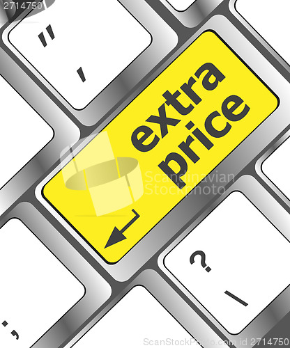 Image of extra price word key or keyboard, discount concept