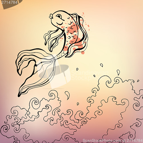 Image of Goldfish. Vector illustration.