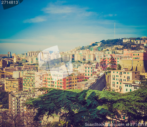 Image of Retro look View of Genoa Italy