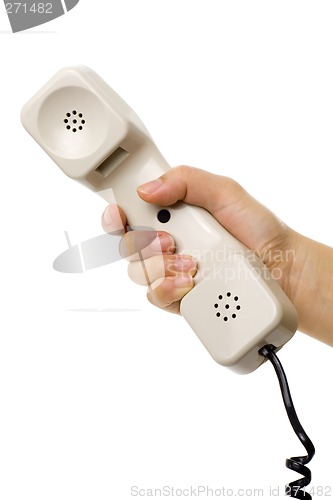 Image of Hand holding a telephone handset

