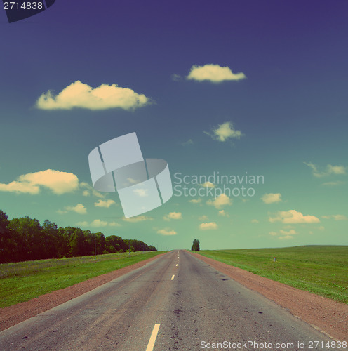 Image of road under sky - vintage retro style