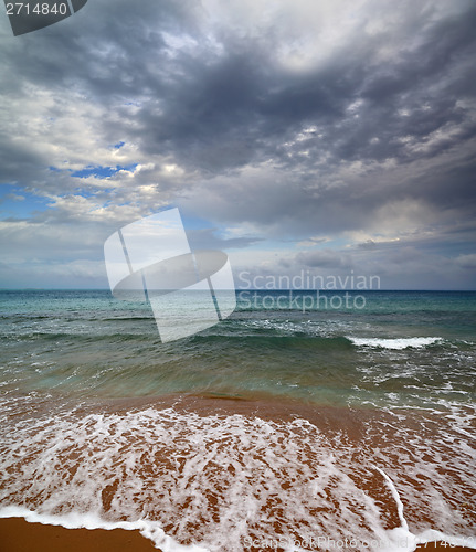 Image of sea landscape with moody sky