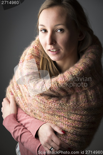 Image of Woman with wool scarf