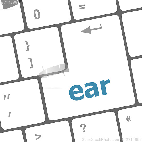 Image of ear button on computer pc keyboard key
